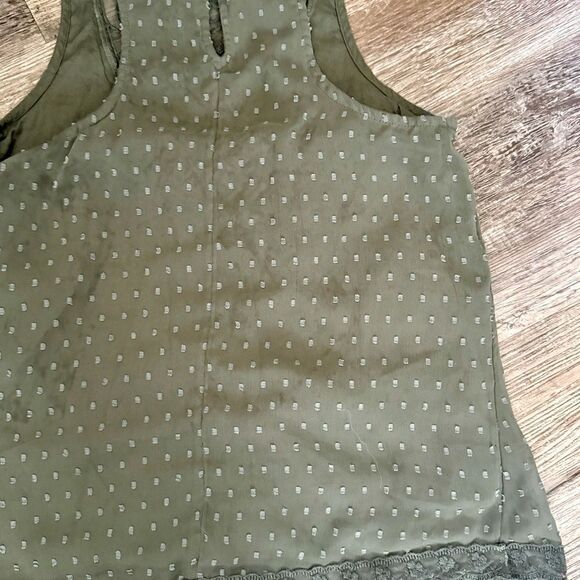 Hollister Olive Green Swiss Dot Lace High Neck Tank Top Size XS - Picture 9 of 9